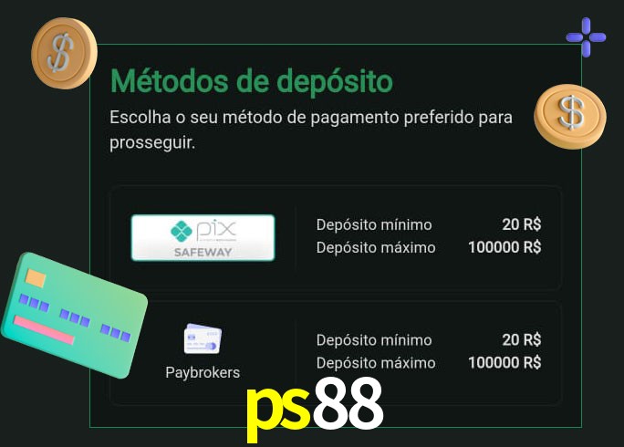 O cassino ps88 oferece uma grande variedade de métodos de pagamento